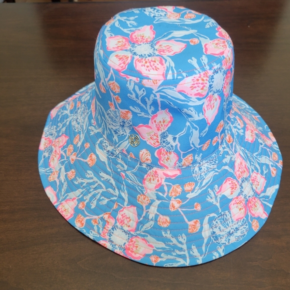 Lilly Pulitzer Reversible Canvas Sun Hat vibrant "Bahamian Rhapsody Print - Picture 2 of 6